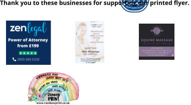 Thank you to these businesses for supporting our printed flyer.